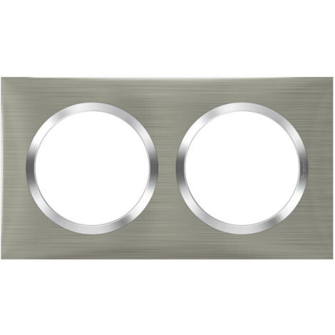 Legrand – Plaque double Dooxie 2 postes – Inox brossé – Montage horizontal/vertical – Compatible avec interrupteurs Dooxie