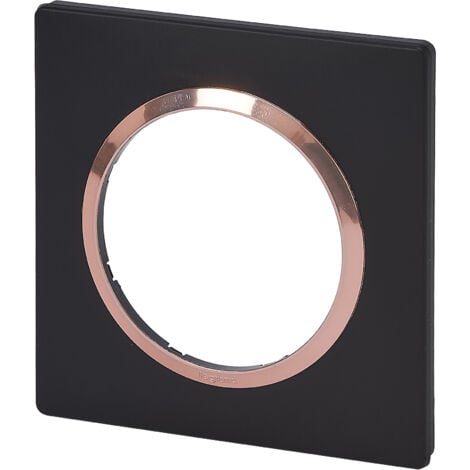 Legrand - Plaque carrée Dooxie 1 poste - Finition Noir Bague Cuivre