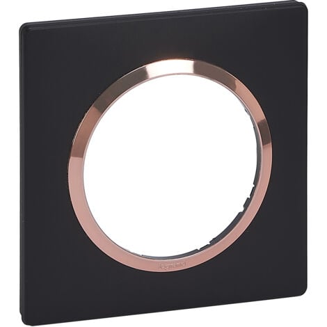 Legrand - Plaque carrée Dooxie 1 poste - Finition Noir Bague Cuivre