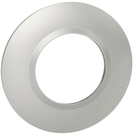 Legrand - Plaque ronde Dooxie 1 poste - Finition Effet Aluminium avec bague effet Chrome