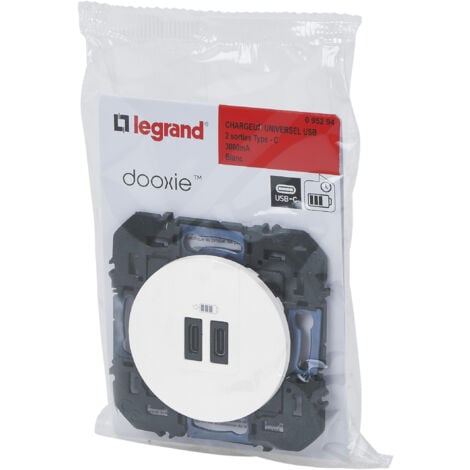 Legrand - Prise double USB Type-C Dooxie 3A - Finition Blanc