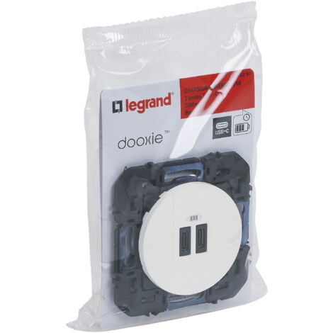 Legrand - Prise double USB Type-C Dooxie 3A - Finition Blanc
