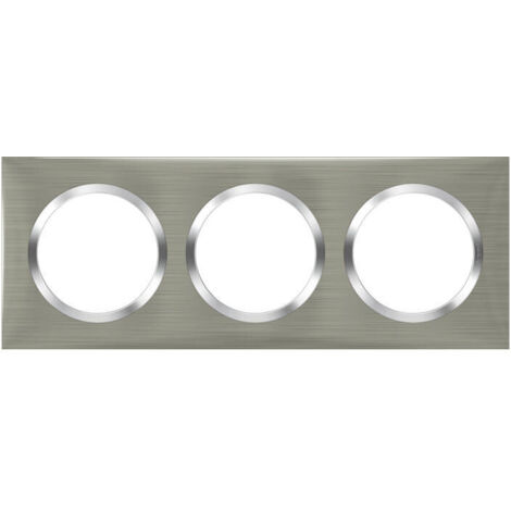 Legrand – Plaque de finition carrée 3 postes Dooxie – Inox brossé – Fixation à clipser – Compatible avec mécanismes Dooxie – 600873