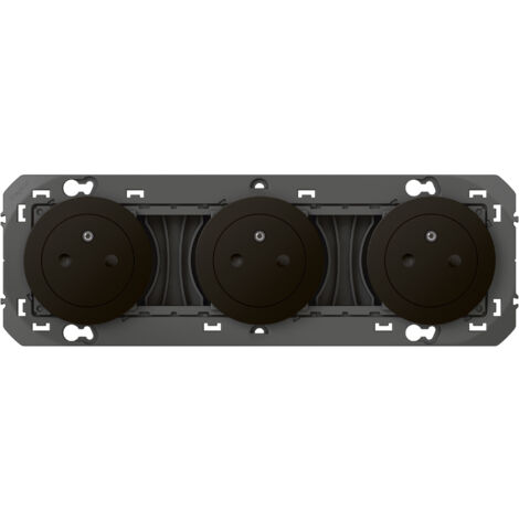 Legrand – Triple prise de courant 2P+T 16A précâblée – Installation rapide sans outils – Compatible plaques Dooxie 57mm – Noir