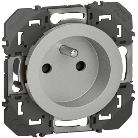 Legrand – Prise de courant 2P+T à puits 16A – Finition aluminium – Encastrable – IP20 – Résistance chocs IK04 – Connexion bornes automatiques (1/5)