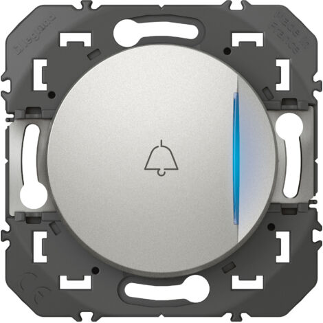 Legrand – Poussoir lumineux Dooxie 6A 250V – Finition aluminium – Voyant intégré pour repérage nocturne – Installation rapide sans outil