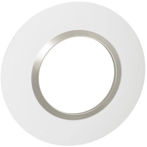Legrand – Plaque de finition ronde 1 poste Dooxie – Finition plume mat – Compatible tous mécanismes Dooxie – 100mm x 100mm – 600971