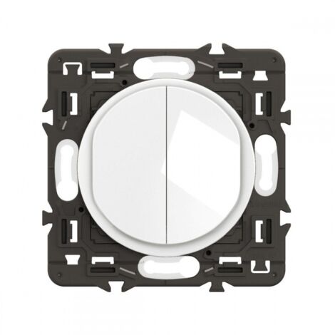 Legrand - Double poussoir inverseur Céliane 6A - Enjoliveur Blanc et support (1/2)