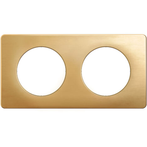 Legrand – Plaque Céliane 2 postes – Laiton satiné – Installation horizontale/verticale – Système de rattrapage de planéité (1/2)