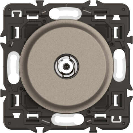 Legrand - Prise TV simple type F à visser Céliane - Enjoliveur Titanium et support (1/2)