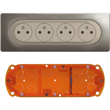 Legrand - Kit 4x2P+T Surface compacte précâblée Céliane + boîte - Complet Titanium (1/2)