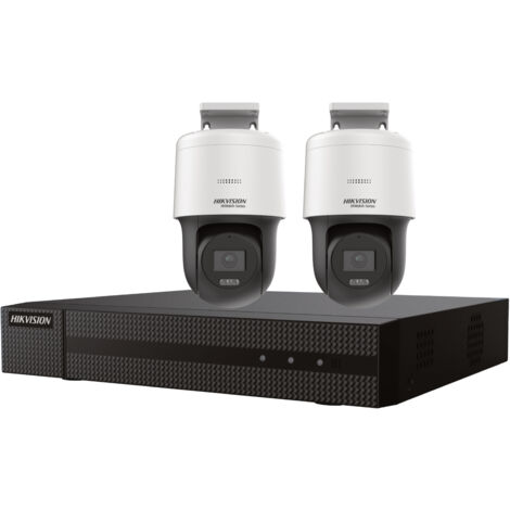 Hikvision – Kit de vidéosurveillance filaire PoE avec NVR et 2 caméras motorisées IP 2 MP – Résolution Full HD 1920x1080 – Vision nocturne 30m – IP66