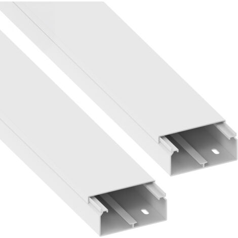 GGK – Lot de 2 goulottes électriques préperforées 40 x 90 mm – Longueur 2,50 m – Revêtement glossy facile à nettoyer – Installation rapide