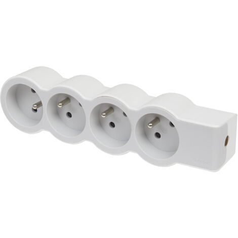 Bloc Multiprise Extra-plate Avec 4 Prises De Courant Avec Terre à Câbler - Blanc Et Gris - Legrand (1/5)