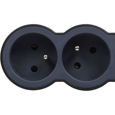 Legrand - Rallonge multiprise extra-plate équipée de 5 prises 2P+T 16A 3680W avec cordon longueur 3m - Noir/Gris foncé