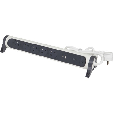 Legrand – Multiprise électrique 5 prises 2P+T – Ports USB Type-A et Type-C – Puissance 3680W – Longueur 1,5m – Parafoudre intégré