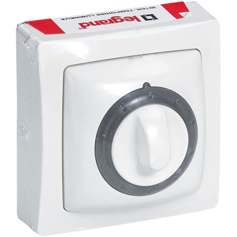 Legrand – Interrupteur temporisé lumineux saillie – Voyant lumineux inclus – Temporisation réglable 30s à 8min – Câblage sans neutre