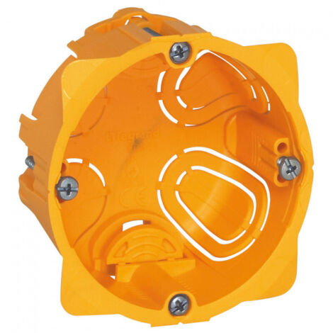 Legrand – Boîte d'encastrement mural 1 poste profondeur 40mm – Plastique sans halogène – 4 entrées de câble défonçables – Pour cloisons sèches