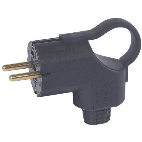 LEGRAND LEG50252 FICHE STANDARD 2P+T 16 A SORTIE LATÉRALE CÂBLE Ø 2,5 MM NOIR (1/5)