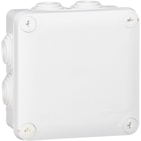 Legrand – Boîte de dérivation carrée blanche 105x105x55mm – fermeture 1/4 de tour – protection IP55/IK08 – pour câbles Ø4 à Ø20mm (1/3)