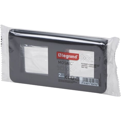 Legrand - Plaque Mosaic avec support pour 2 x 2 modules montage horizontal - Noir mat