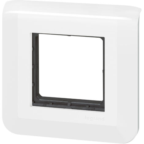 Legrand – Plaque Mosaic blanche à vis pour 2 modules – Installation encastrée – Finition brillante – Compatible avec Batibox