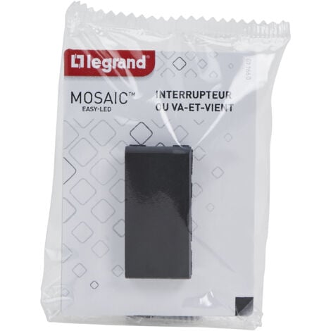 Legrand - Interrupteur ou va-et-vient Mosaic Easy-Led 10A 1 module - Noir mat