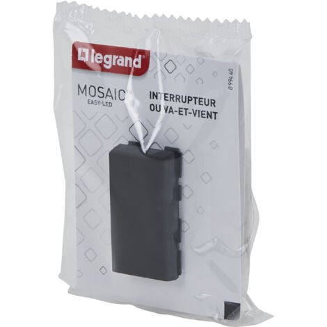 Legrand - Interrupteur ou va-et-vient Mosaic Easy-Led 10A 1 module - Noir mat