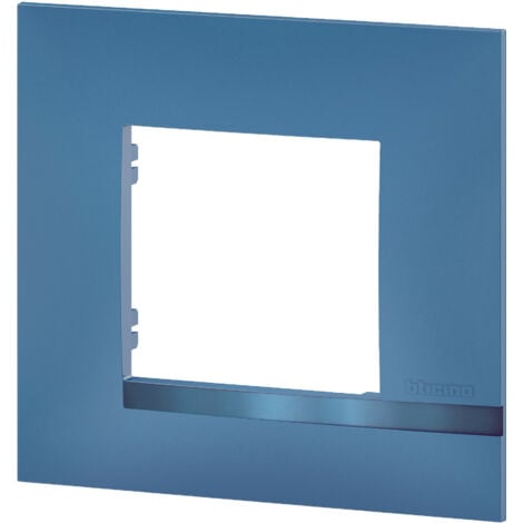 Bticino - Plaque Altège Déco 1 poste Lagon - Bleu avec liseré bleu métallisé