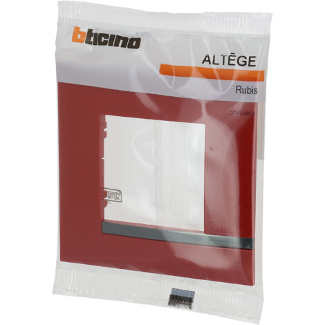 Bticino - Plaque Altège Déco 1 poste Rubis - Rouge brillant avec liseré effet aluminium
