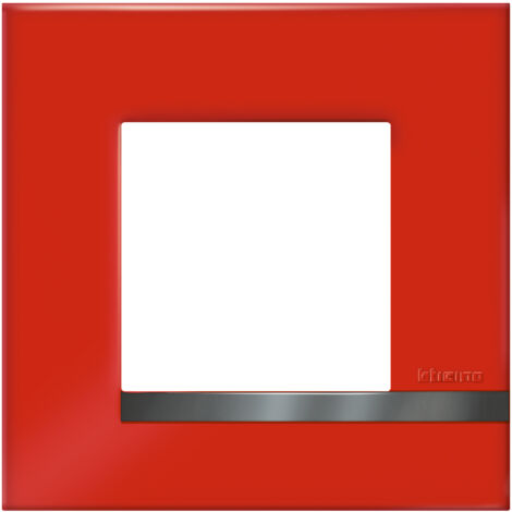 Bticino - Plaque Altège Déco 1 poste Rubis - Rouge brillant avec liseré effet aluminium