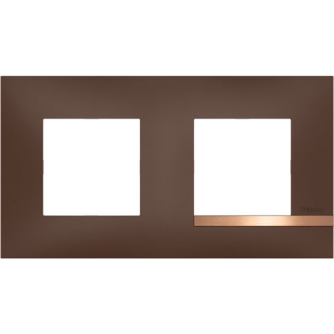 Bticino - Plaque Altège Déco 2 postes Terre de sienne - Marron avec liseré effet cuivre