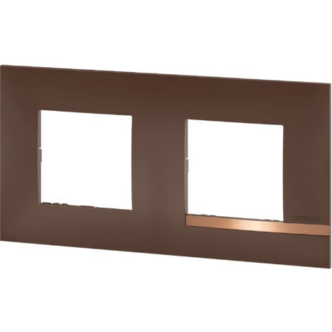 Bticino - Plaque Altège Déco 2 postes Terre de sienne - Marron avec liseré effet cuivre