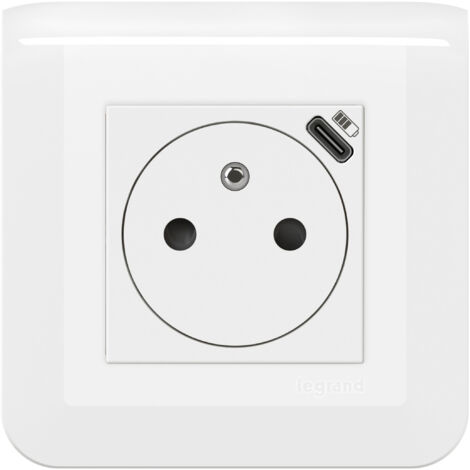 Legrand – Prise de courant surface Mosaic avec chargeur Type-C 2 modules – Installation simplifiée – Socle rétractable – Pour espaces modernes (1/5)