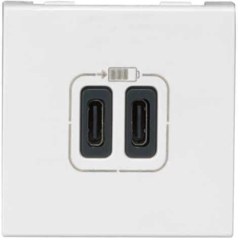 Legrand – Prise double USB Type-C Mosaic 3A 2 modules – Charge rapide pour smartphones et tablettes – Installation simple avec connexion Phase-Neutre