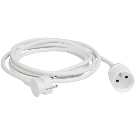 Legrand – Rallonge 2P+T 3m – Éclips de protection – Tension 250V – Intensité 16A – Câble H 05 VVF 3G 1,5 mm² – Couleur blanc (1/10)