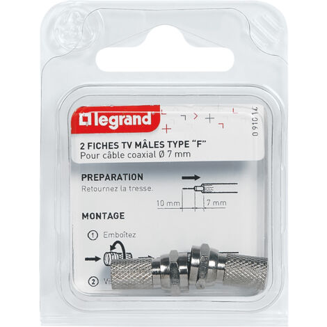 Legrand - Lot de 2 fiches mâles télévision coaxiale typeF à visser