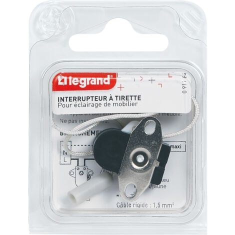 Legrand - Mini-inter 2A 250V à tirette + plaque 2 trous