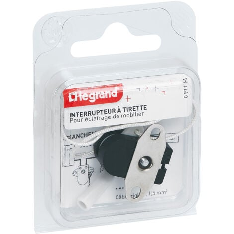 Legrand - Mini-inter 2A 250V à tirette + plaque 2 trous