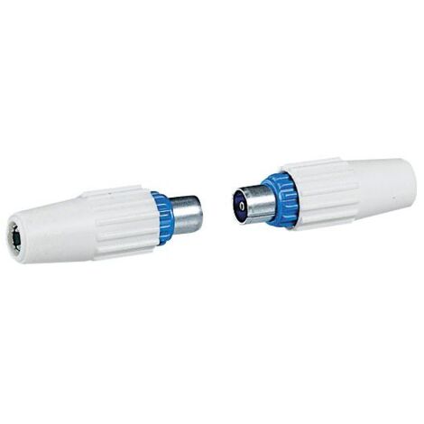 Legrand – Fiches télévision coaxiales normalisées 1 mâle et 1 femelle Ø9,52mm – Connexion stable pour câbles d'antenne – Lot de 2 fiches