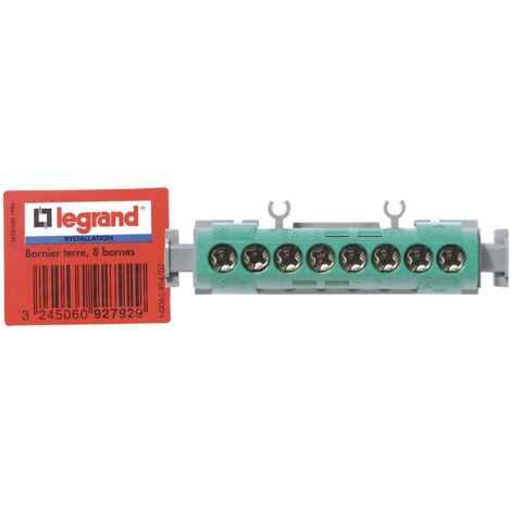 Legrand – Borne pour tableau électrique 8 bornes pour câbles 1,5mm² à 16mm² – Capot de sécurité isolant – Conforme norme NF C 15-100 (1/3)