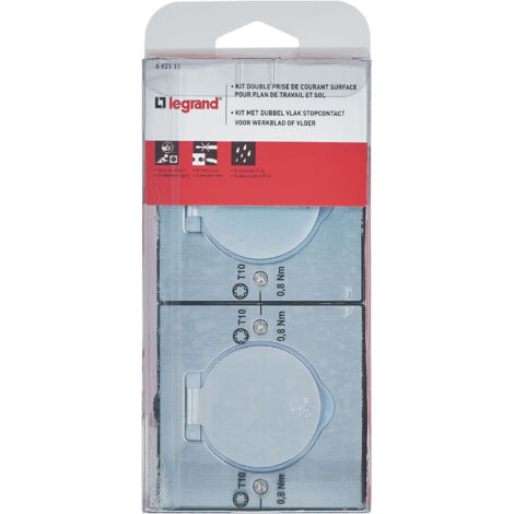 Legrand – Double prise de sol inox étanche IP44 – Clapet de protection 180° – Installation intérieure et extérieure – Boîte à encastrer incluse