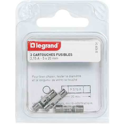 Legrand - Cartouches fusibles pour appareils électroniques - 5x20mm - 3,15A (1/3)