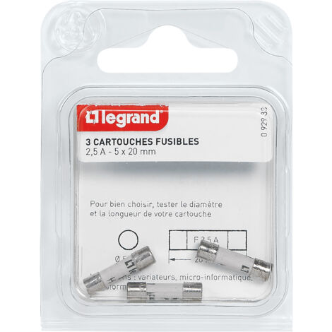 Legrand - Cartouches fusibles pour appareils électroniques - 5x20mm - 2,5A (1/3)