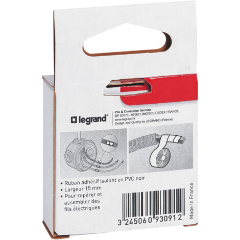 Legrand - Ruban adhésif isolant en PVC dimensions 15x10mm - Noir (1/3)