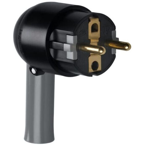 Legrand – Fiche mâle 2P+T 16A – Sortie latérale pour câbles jusqu'à 3 x 1,5 mm² – Serre-câble à vis – Plastique noir