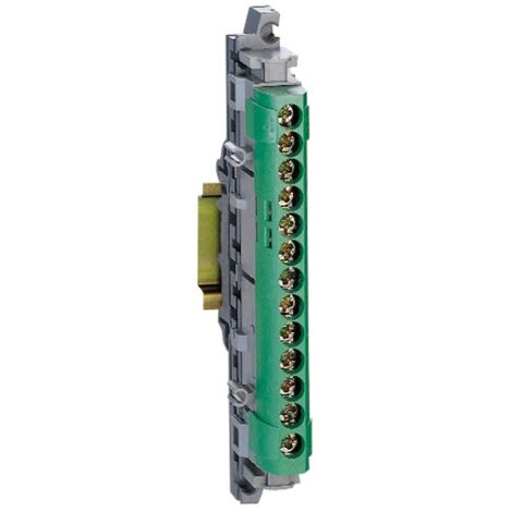 Legrand – Bornier de terre isolé 4834 – 1 entrée 25 mm² + 12 sorties jusqu'à 16 mm² – Capot isolant vert IP2X – Conformité IEC 60998-2-1