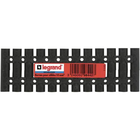 Legrand - Borne de raccordement à broches Suprem - 10mm² - 25A - 2 x 12 bornes - Noir