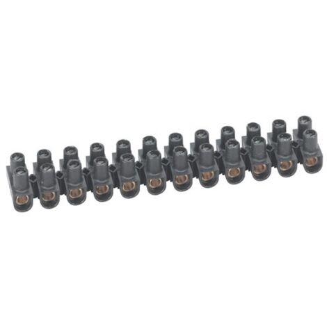 Legrand – Borne de raccordement Nylbloc 12 plots 25mm² – 101A – Tension 250V – Vis imperdables pour installation rapide – Conception noire élégante (1/5)
