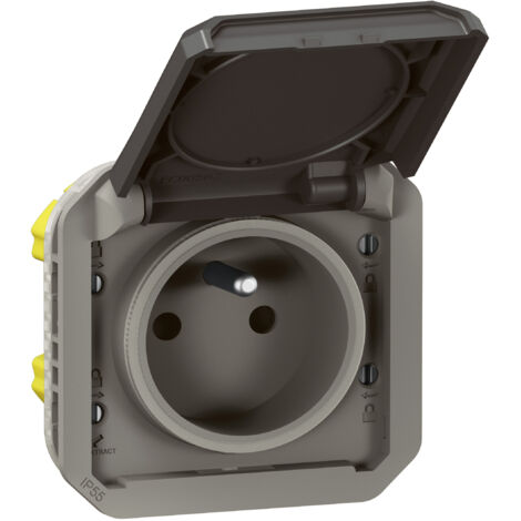 PRISE DE COURANT AVEC VOLET PLEXO COMPOSABLE - ANTHRACITE LEGRAND LEG070047 (1/5)